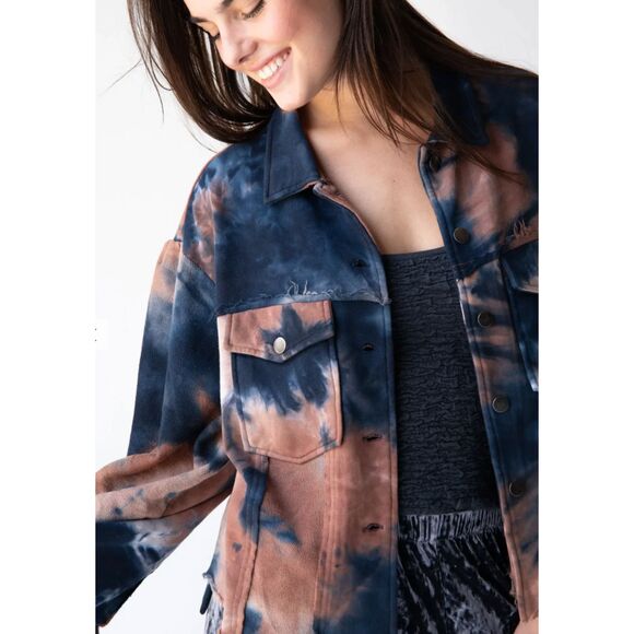 Natural Life Boho Cropped Jacket Size XS-Small Tie Dye Raw Hem NEW with tag - Picture 15 of 16